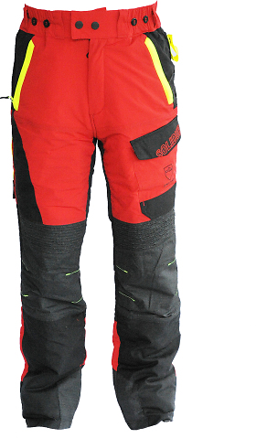 Pantalon professionnel pour bucherons Solidur Infinity Rouge CL1 TYPE A Version plus longue de 7cm