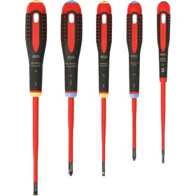 Jeu de 5 tournevis à fente et Pozidriv isolés Slim VDE ERGO™ Bahco BE-9882SL