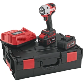 Coffret complet clé à choc compacte 18 Volts Flex IW 1/2" 400 18.0-EC 5.0/Set avec 2 batteries, chargeur et coffret de rangement