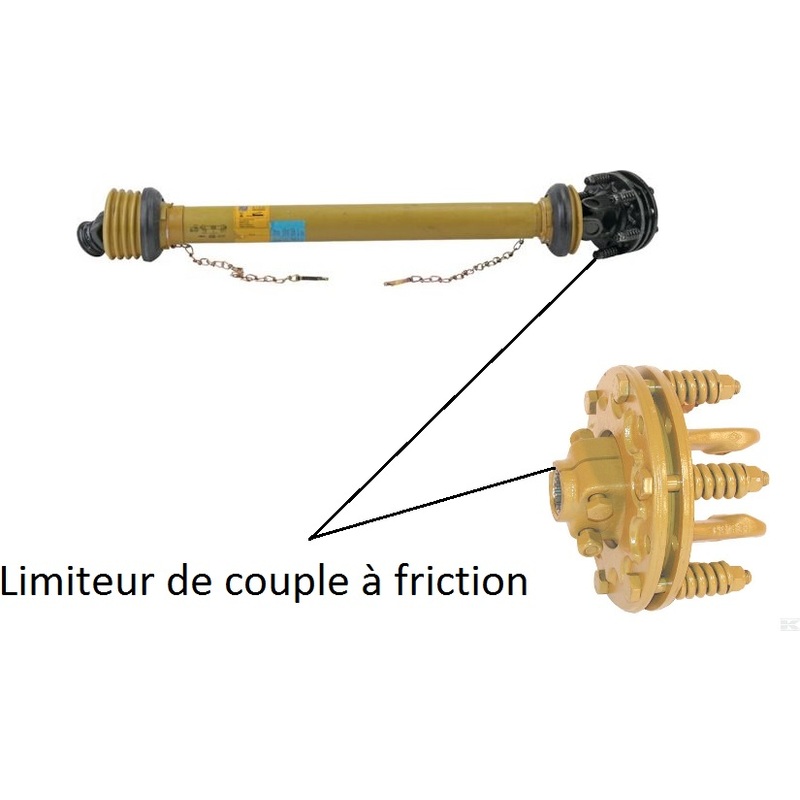 Cardan avec limiteur de couple à friction, longueur 130cm